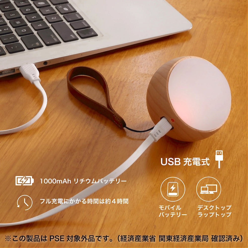 木製ボール型 LEDナイトライト